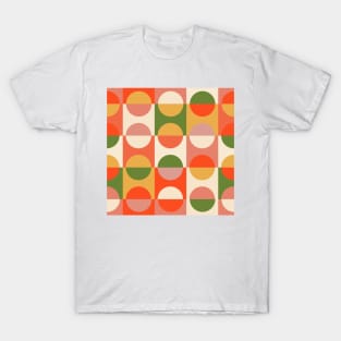 Orange, mustard and olive green mid century mod graphic pattern T-Shirt